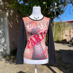 Paris Graphic Long Sleeve Top